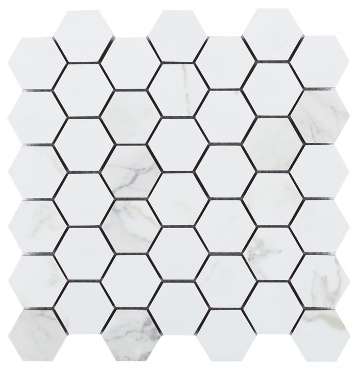 Malaysia Calacatta Dorado Matte 2 x 2 Hexagon Mosaic 12 x 12